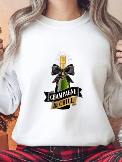 Champagne and Chill Sweatshirt – Unisex Heavy Blend Crewneck for Cozy Celebrations